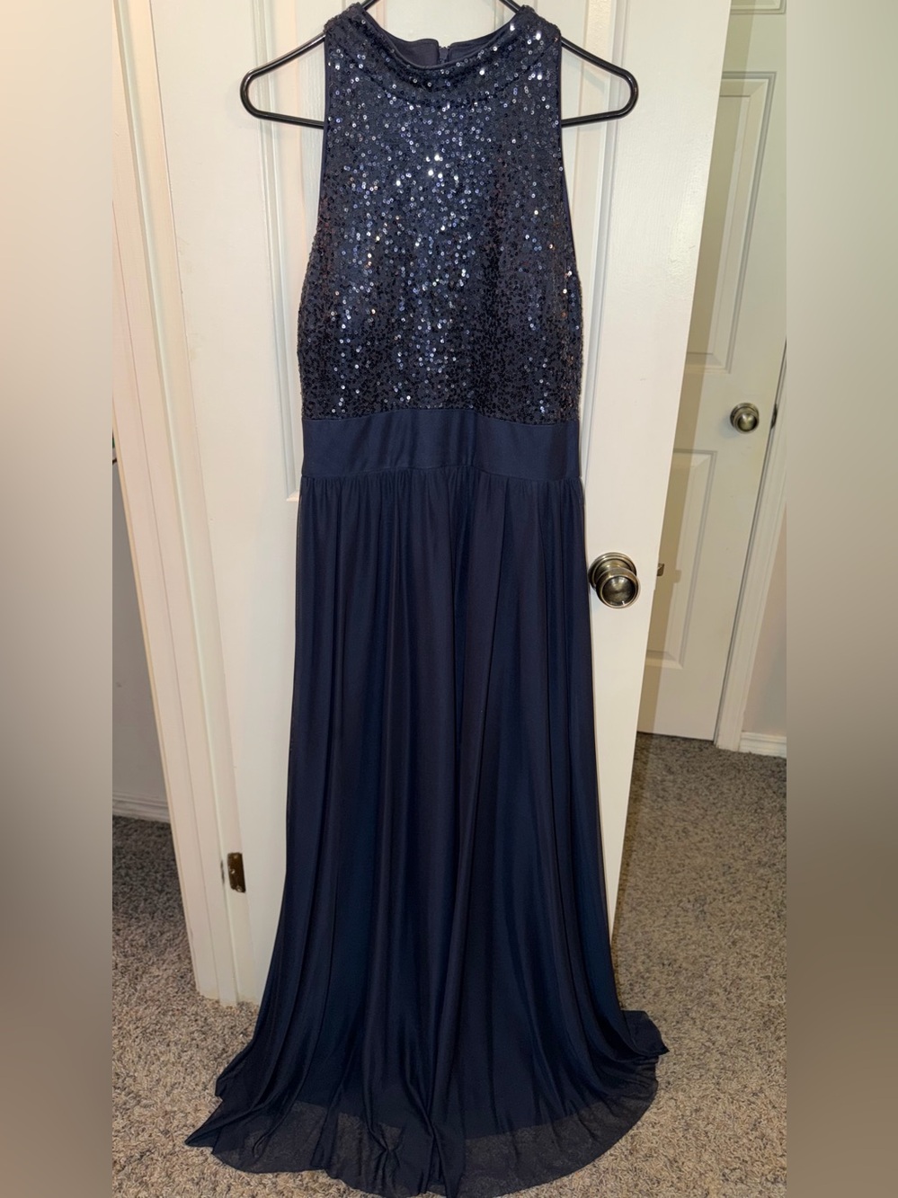Dillard’s Jessica Howard High Neck Sequin Top Long Formal Evening Gown Dress